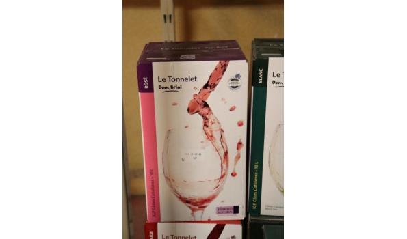 5 div kartons à 10l witte, rode en rosé wijn Le Tonnelet